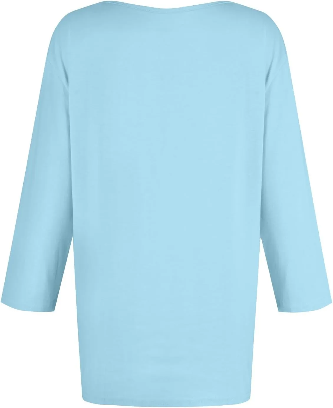 3/4 Length Sleeve Womens Tops Dressy Pocket Basic Crew Neck T Shirts Loose Fit Casual Comfy Three Quarter Blouses