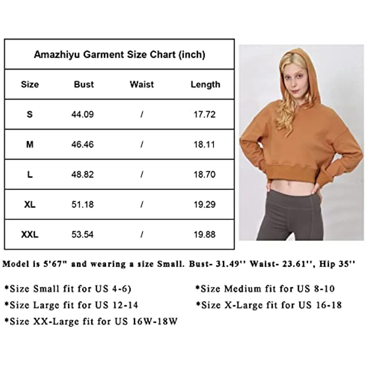 Amazhiyu Womens Cropped Hoodie with Hood