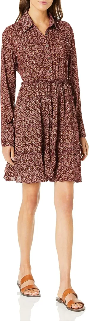 Angie Juniors' Ruffled Long-Sleeve Dress