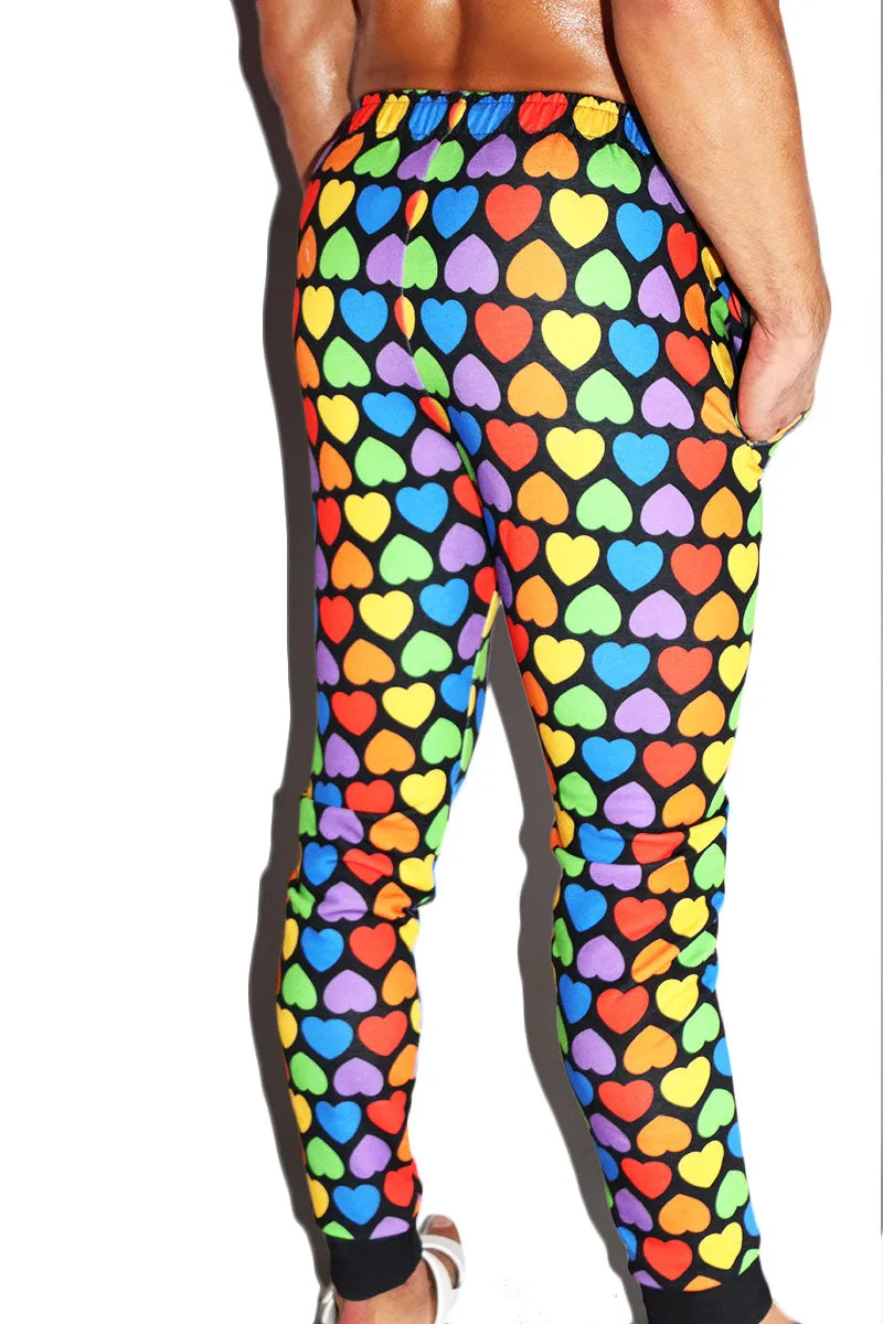 Arcade Rainbow Hearts All Over Print Sweatpants- Multi