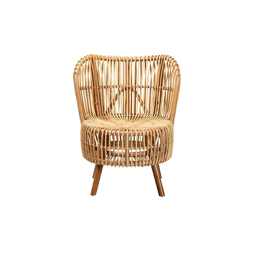 Azrou  | Modern Bohemian Natural Rattan Wide Seat Lounge Chair