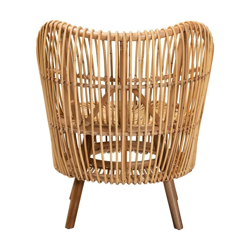 Azrou  | Modern Bohemian Natural Rattan Wide Seat Lounge Chair