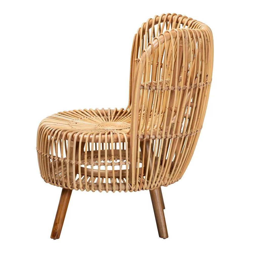 Azrou  | Modern Bohemian Natural Rattan Wide Seat Lounge Chair