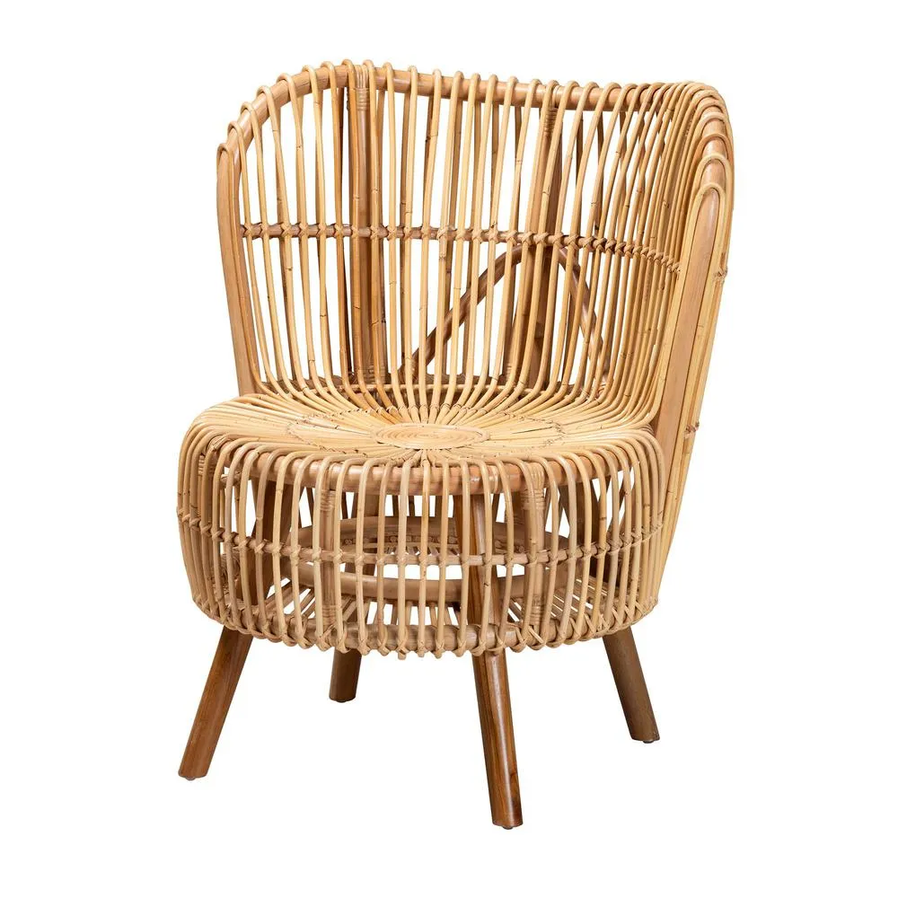 Azrou  | Modern Bohemian Natural Rattan Wide Seat Lounge Chair