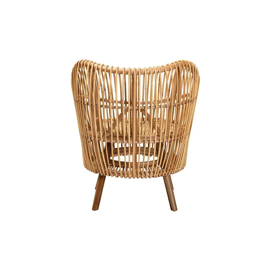 Azrou  | Modern Bohemian Natural Rattan Wide Seat Lounge Chair