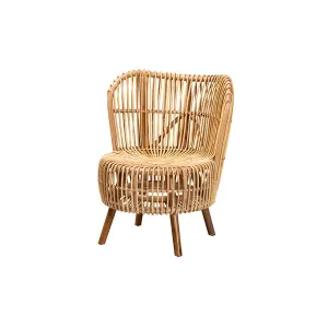 Azrou  | Modern Bohemian Natural Rattan Wide Seat Lounge Chair