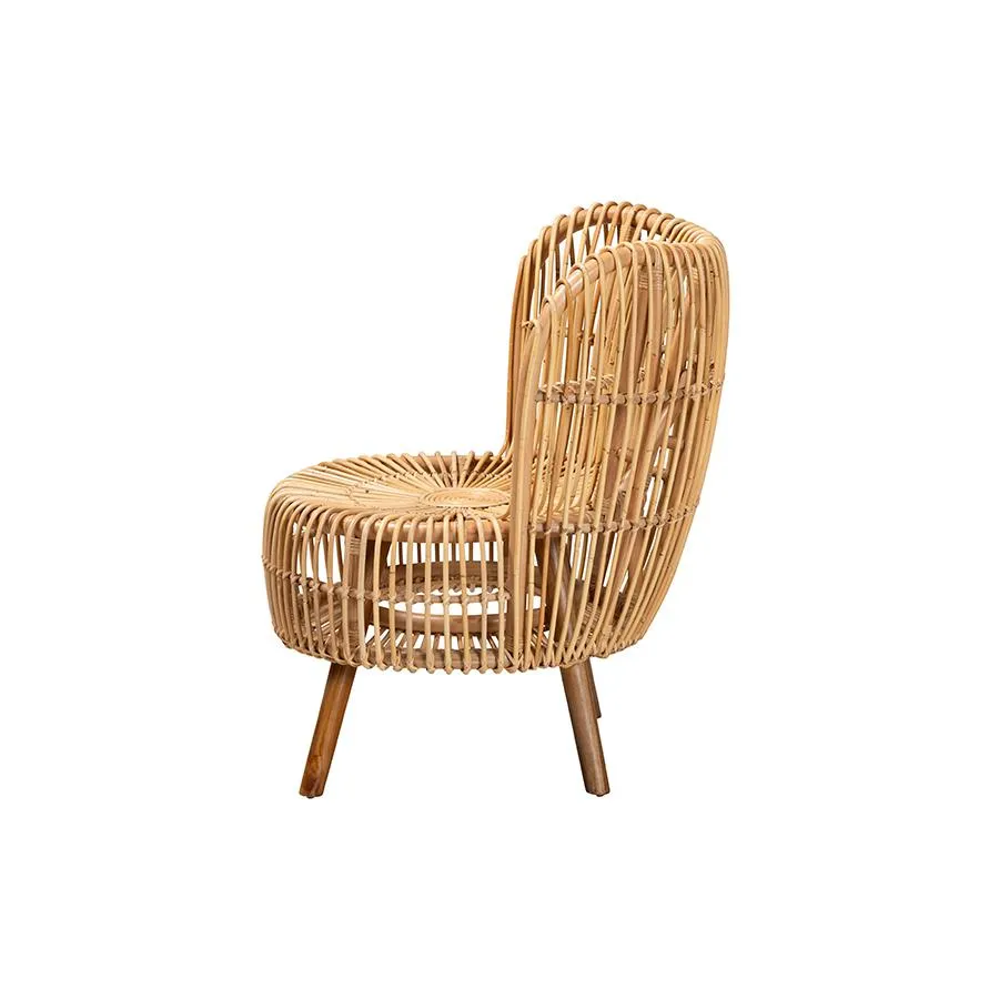 Azrou  | Modern Bohemian Natural Rattan Wide Seat Lounge Chair