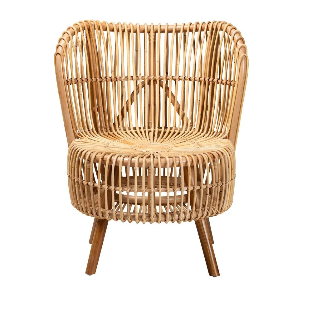 Azrou  | Modern Bohemian Natural Rattan Wide Seat Lounge Chair