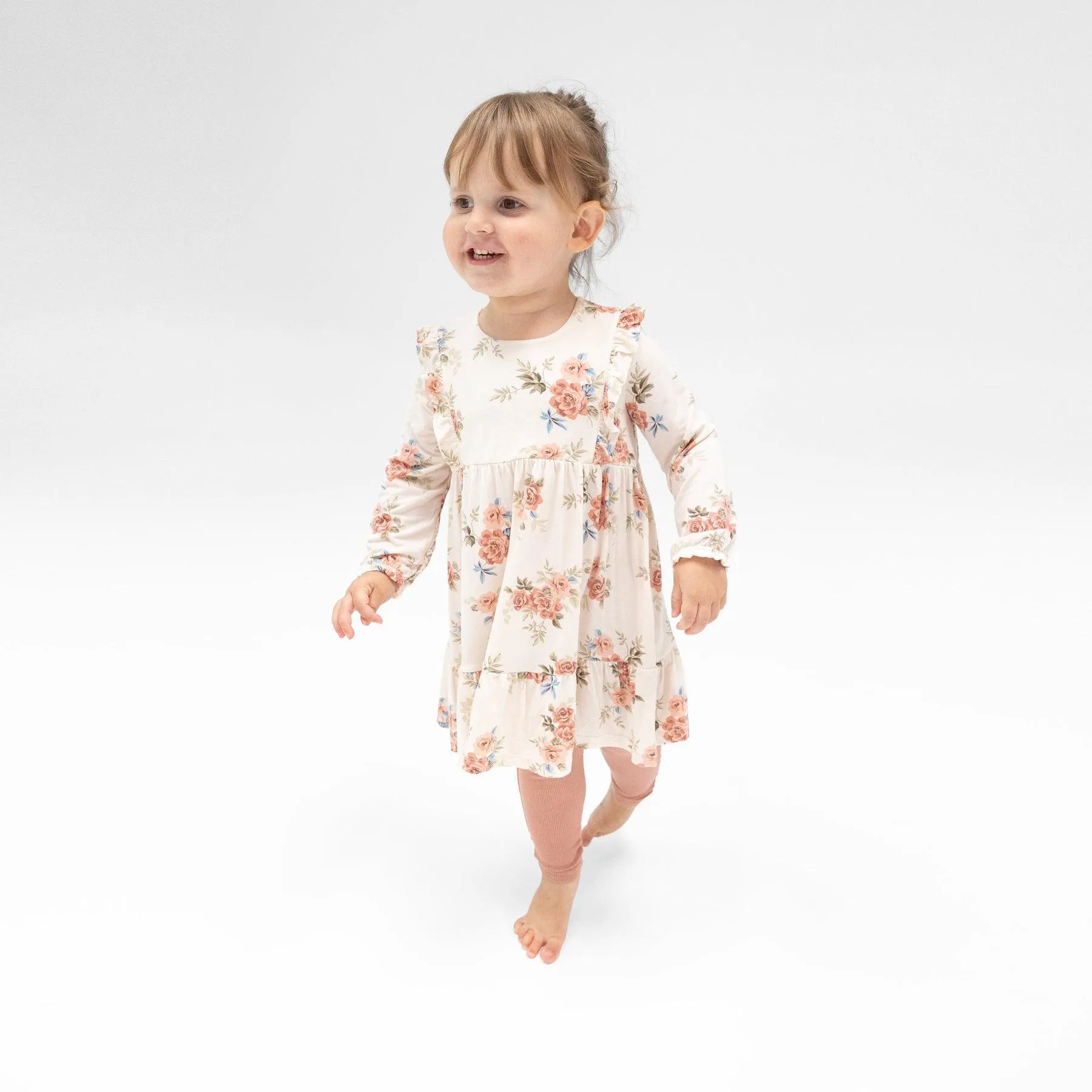 Baby Girls Sets | 2 PCS: Romantic Roses Ruffle Tiered Dress and Ribbed Legging | Angel Dear