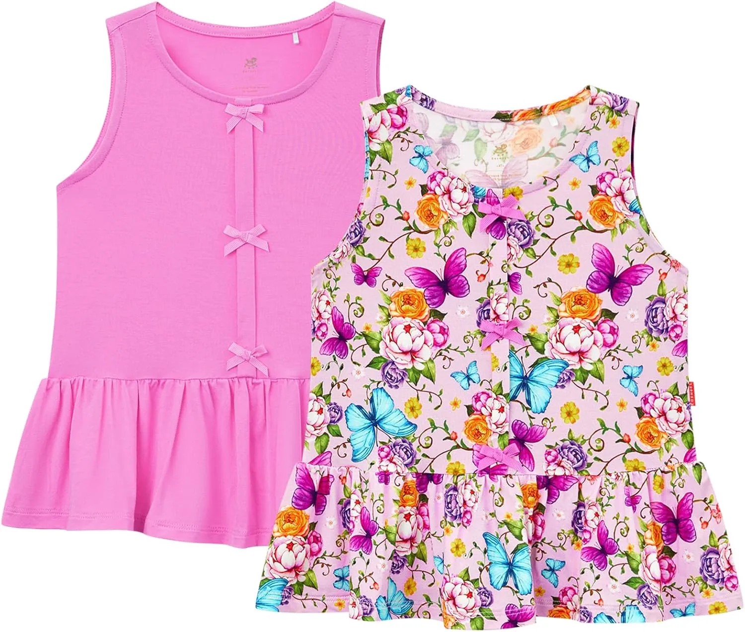 Bamboo Viscose Shirts for Girls Casual Sleeveless 2-Pack Toddler Girls Tops