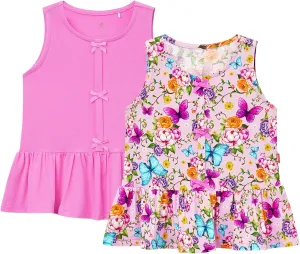 Bamboo Viscose Shirts for Girls Casual Sleeveless 2-Pack Toddler Girls Tops