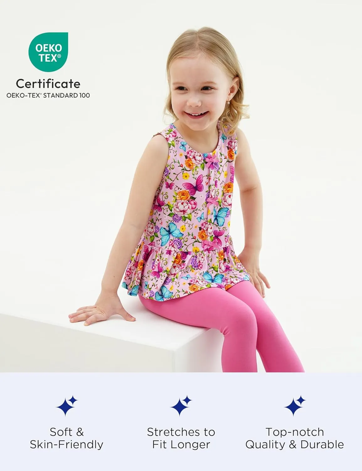 Bamboo Viscose Shirts for Girls Casual Sleeveless 2-Pack Toddler Girls Tops