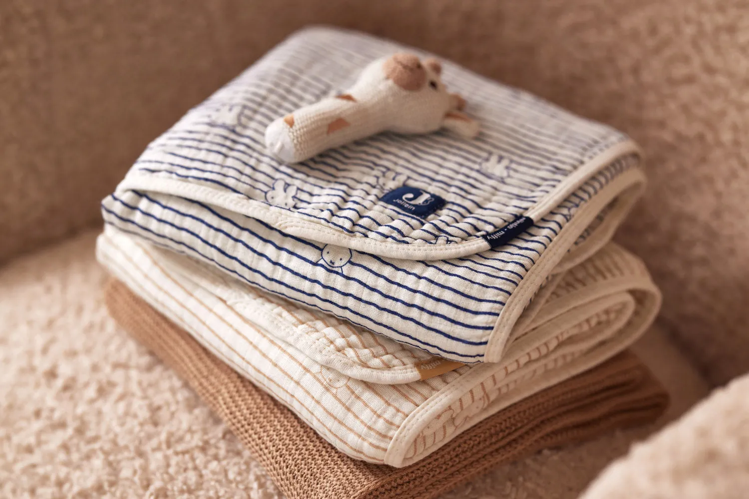 Blanket Muslin Cradle 75x100cm Miffy Stripe - Navy