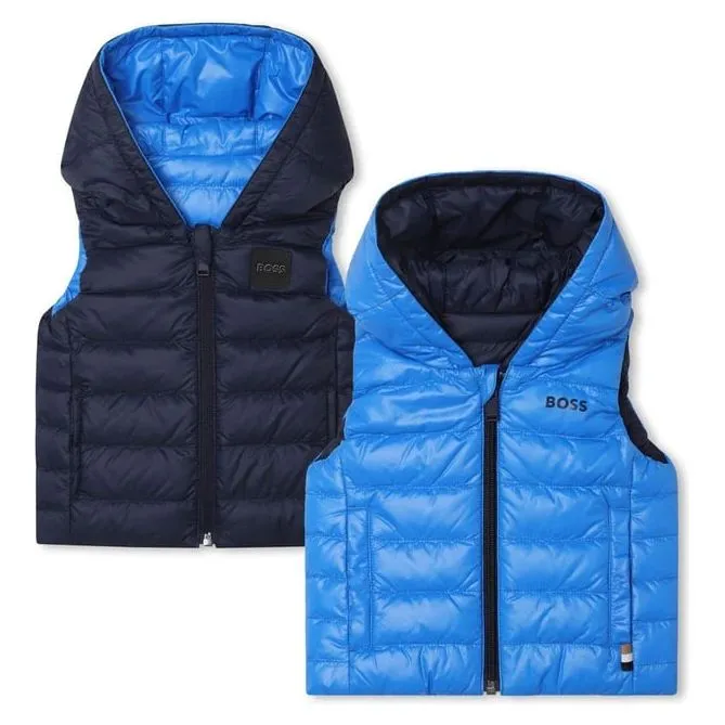 BOSS KIDS WATER-REPELLENT REVERSIBLE PADDED GILET