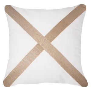 Braid Gold Cross White Lounge Cushion 55 x 55 cm