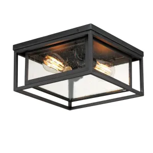Cabana 12 in. 2 Lights Outdoor Flush Mount Black Finish