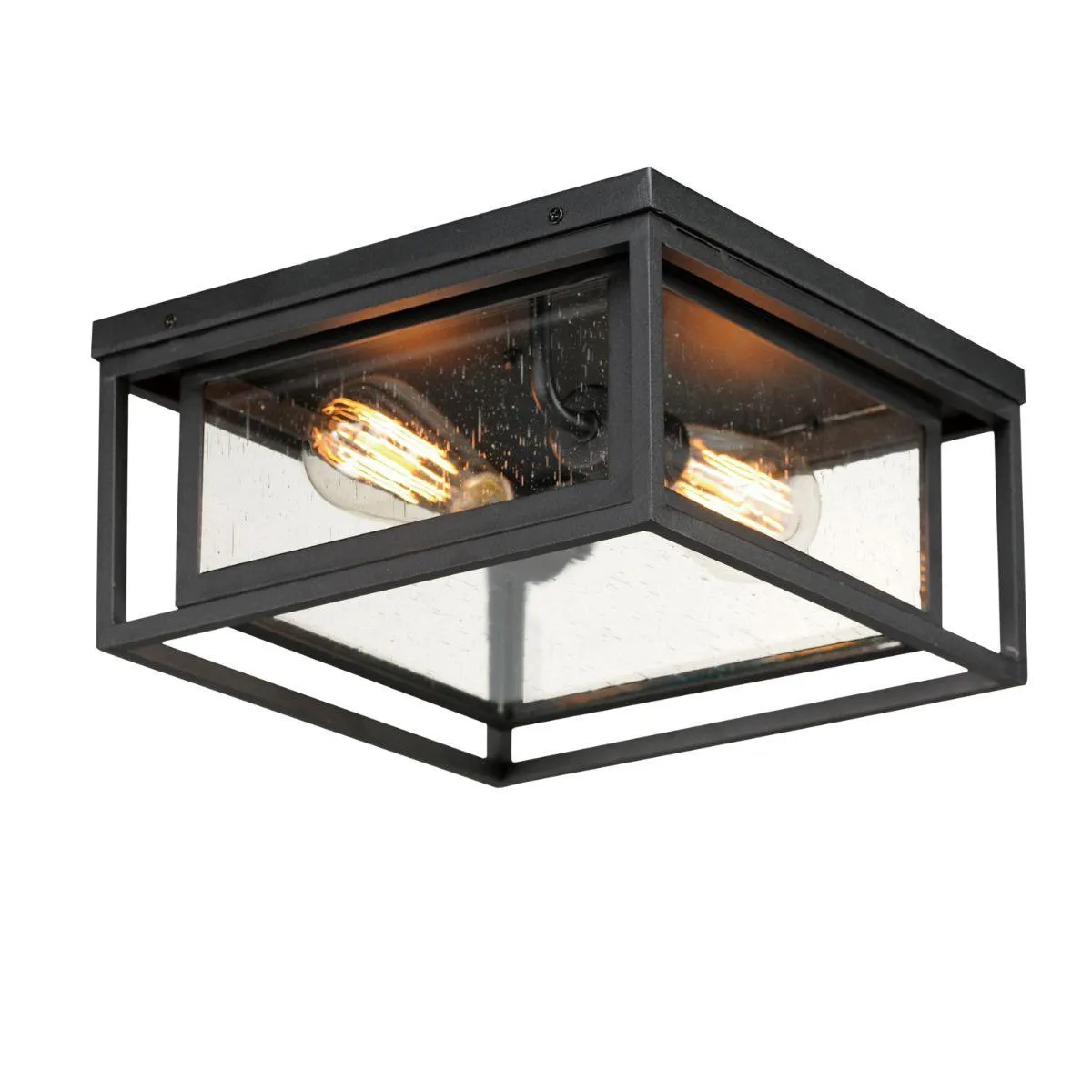 Cabana 12 in. 2 Lights Outdoor Flush Mount Black Finish