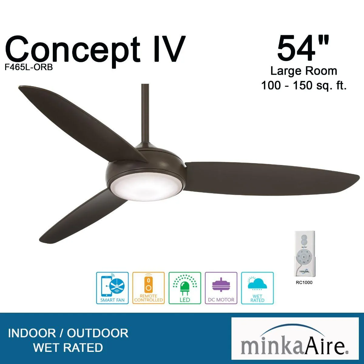 Concept IV 54" Bronze Outdoor LED Smart Ceiling Fan