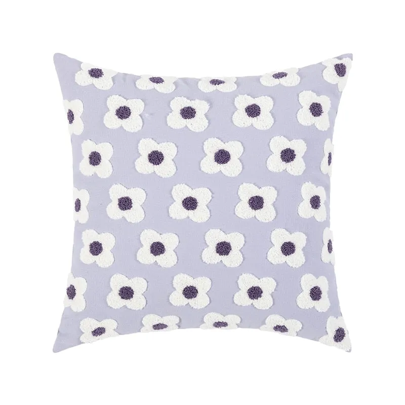 Daisy Embroidered Lumbar Pillow Cover
