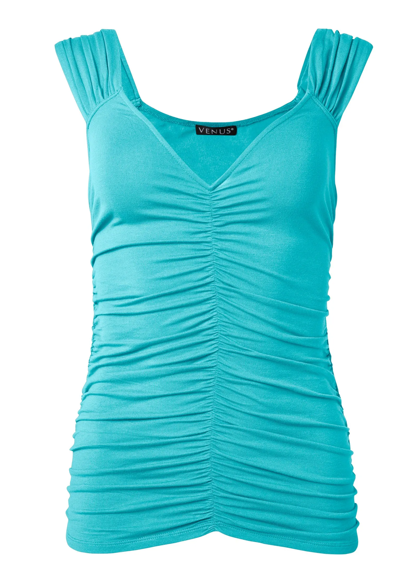 Deep-V Ruched Tank Top - Capri