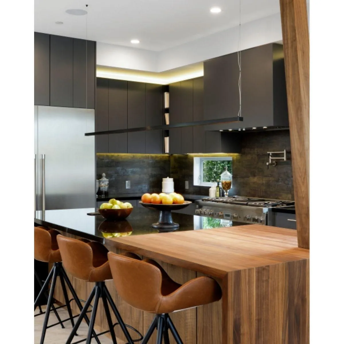 Dyna 48 in. LED Pendant Light 3000K Black Finish Surface Mount Canopy with Driver
