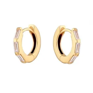 FE0012 925 Sterling Silver Baguette Huggie Hoops Earrings