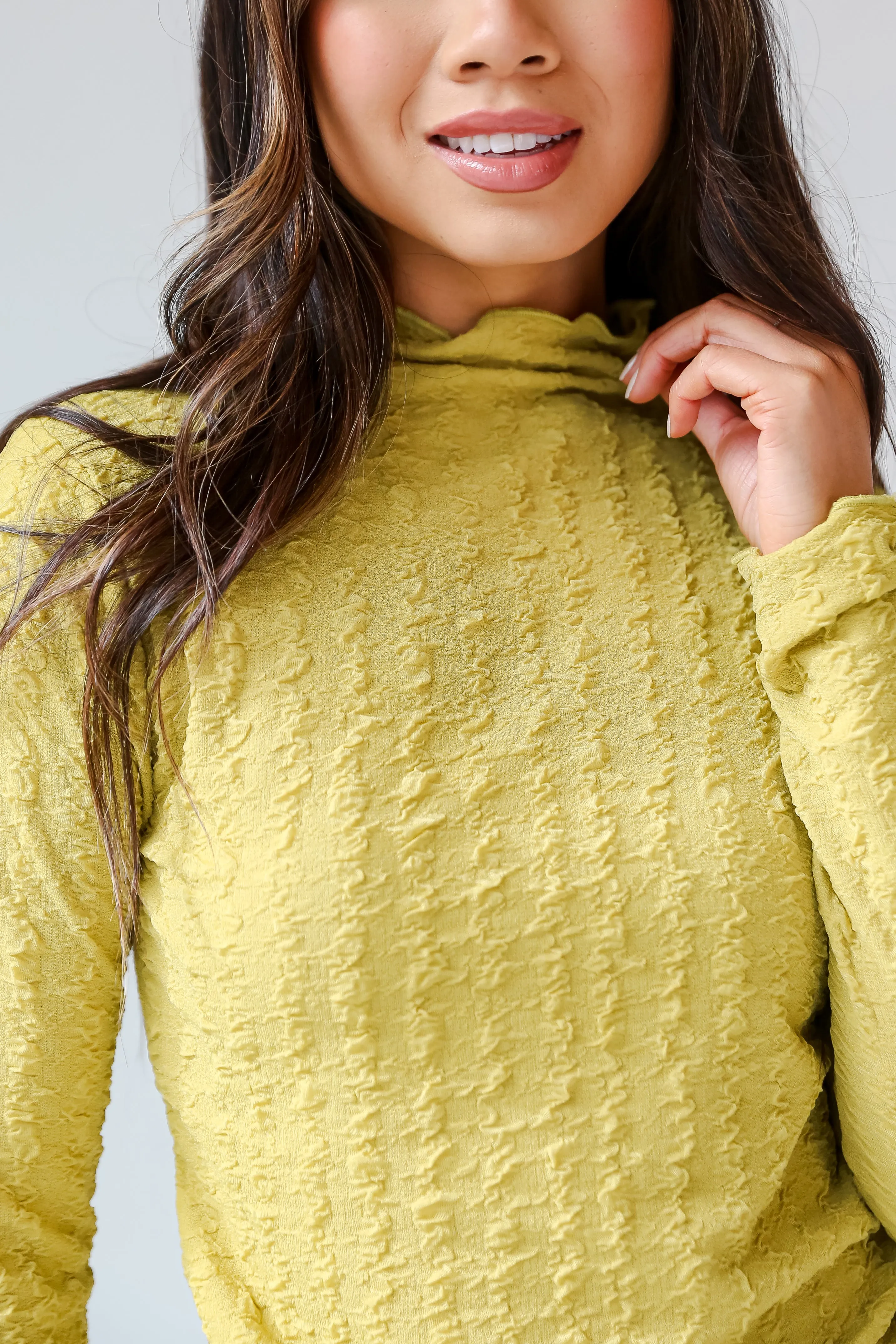 FINAL SALE - Leah Textured Mock Neck Top