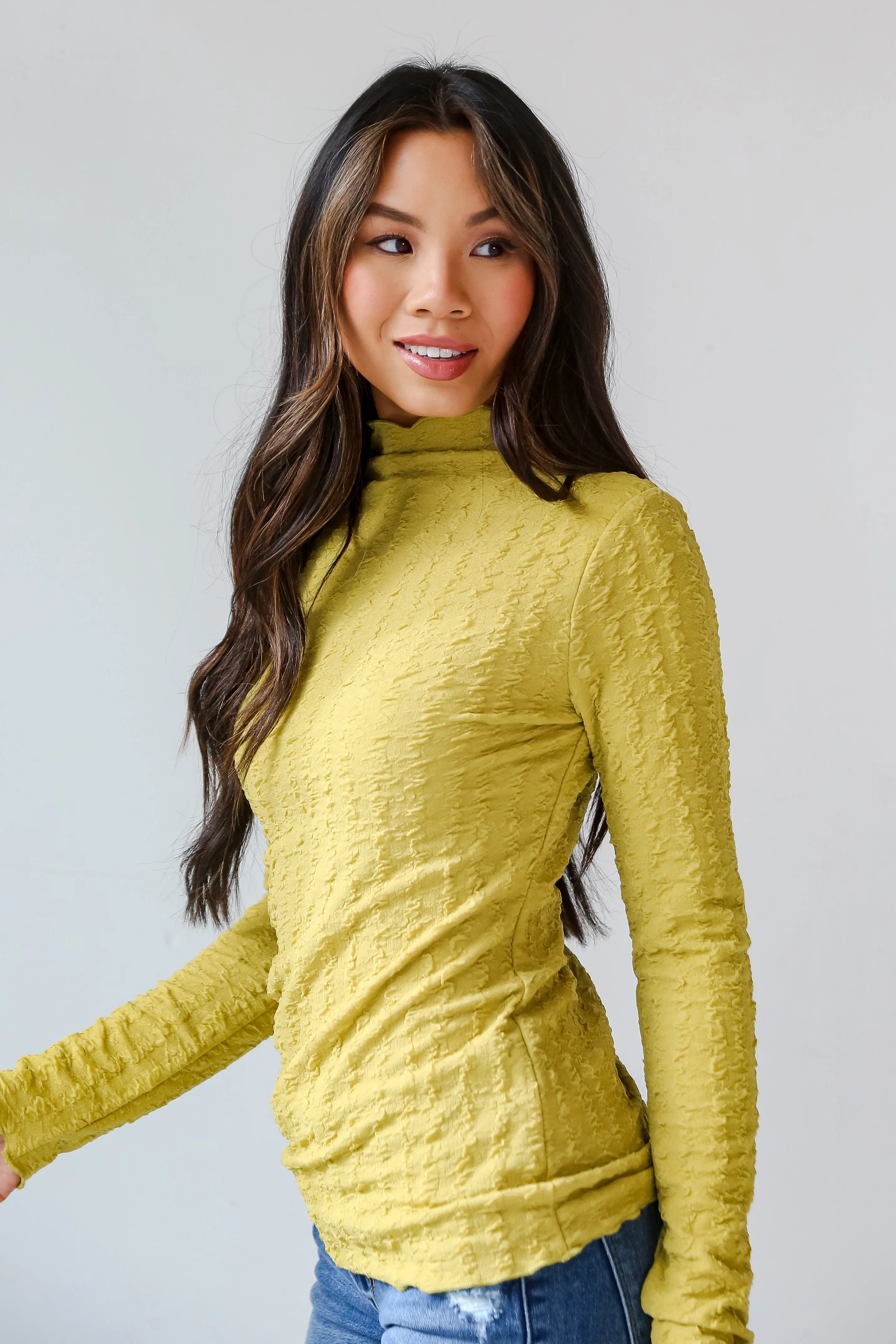 FINAL SALE - Leah Textured Mock Neck Top