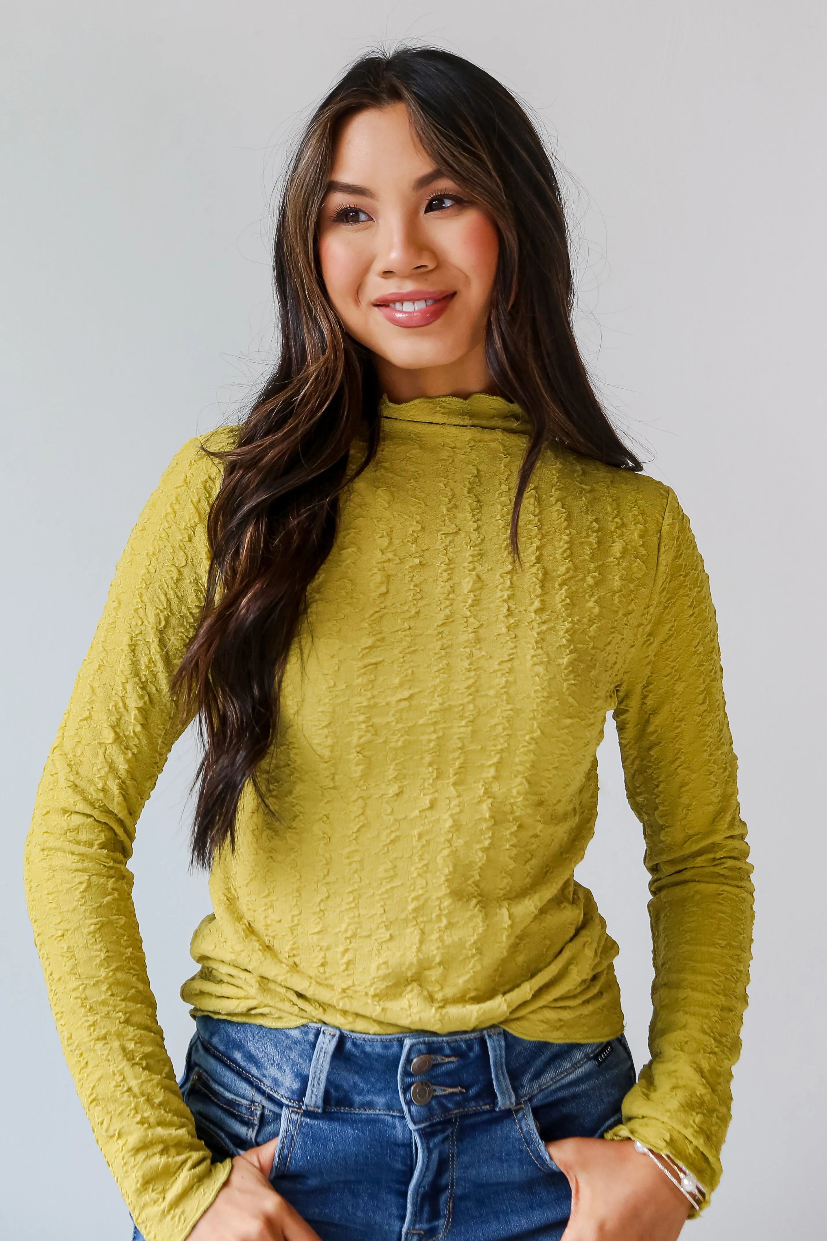 FINAL SALE - Leah Textured Mock Neck Top