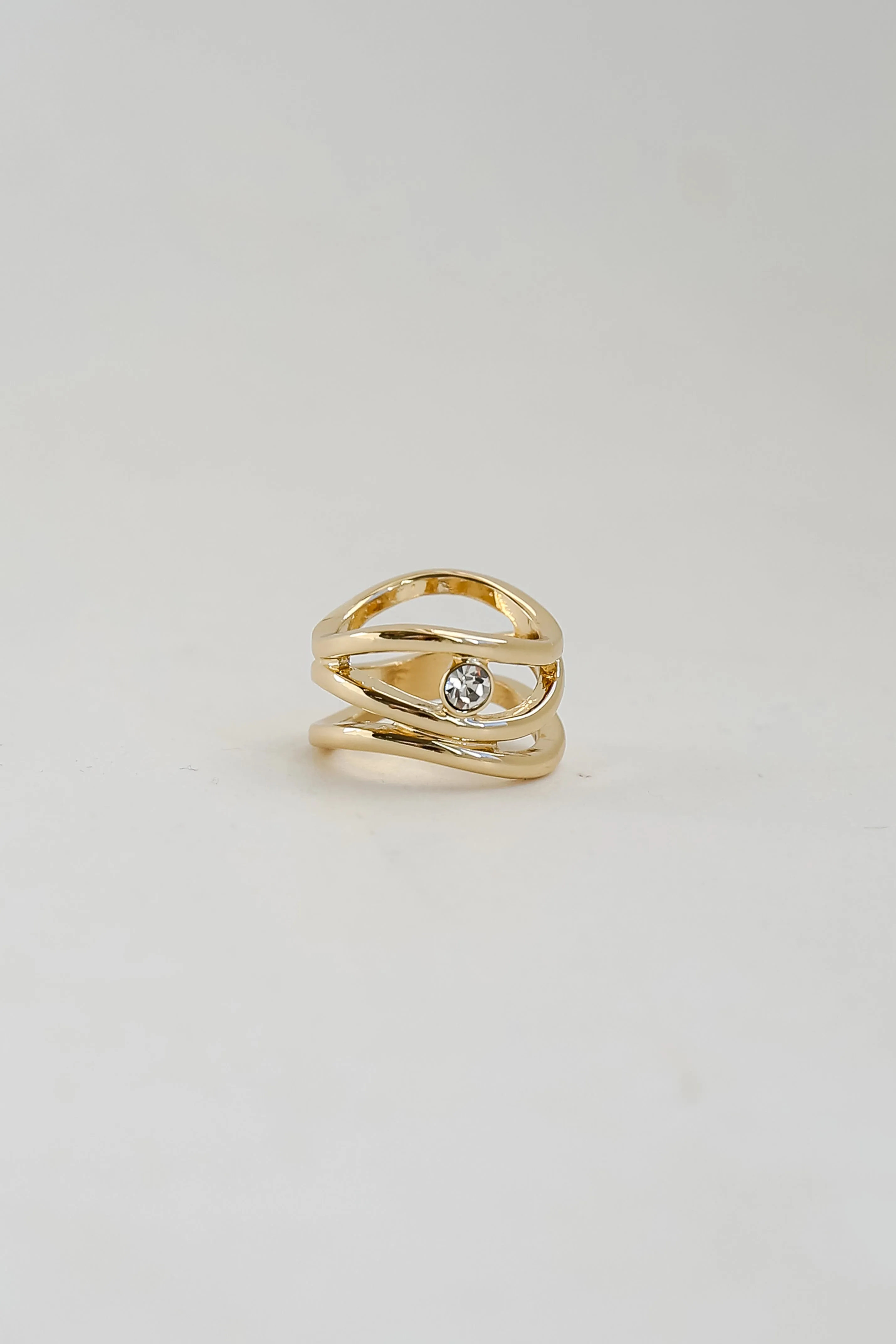 FINAL SALE - Lizzie Gold Rhinestone Triple Ring