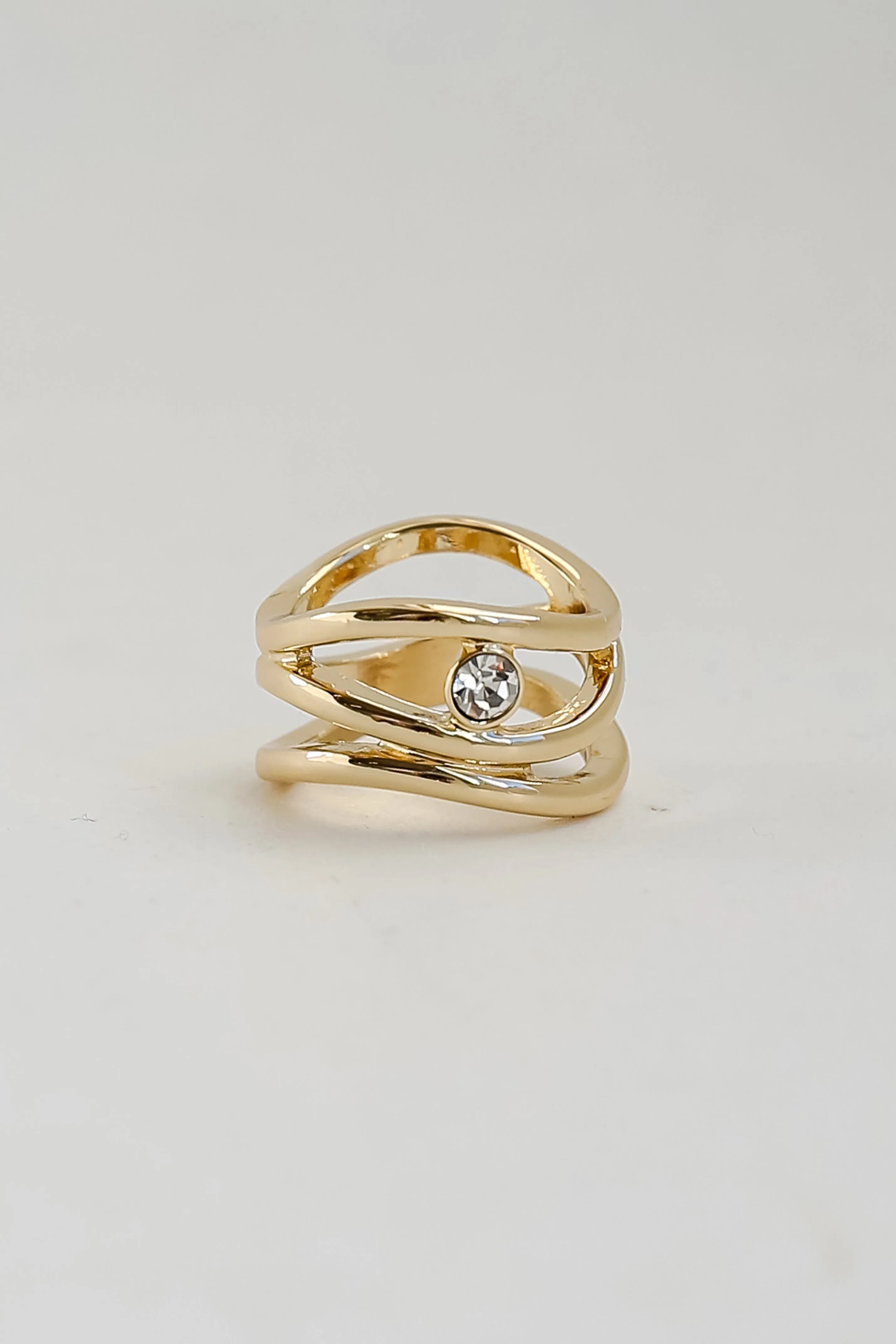 FINAL SALE - Lizzie Gold Rhinestone Triple Ring