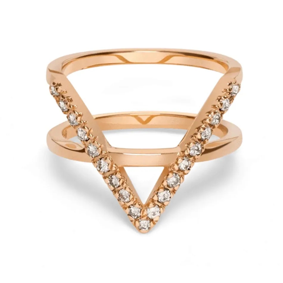 FJ0074 925 Sterling Silver Geometric Cross Zircon Ring