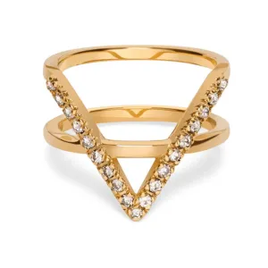 FJ0074 925 Sterling Silver Geometric Cross Zircon Ring
