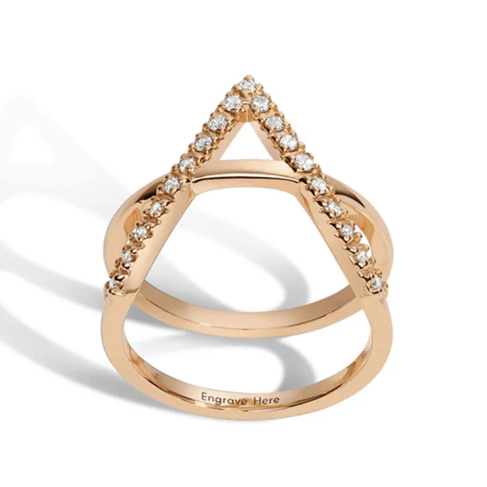 FJ0074 925 Sterling Silver Geometric Cross Zircon Ring