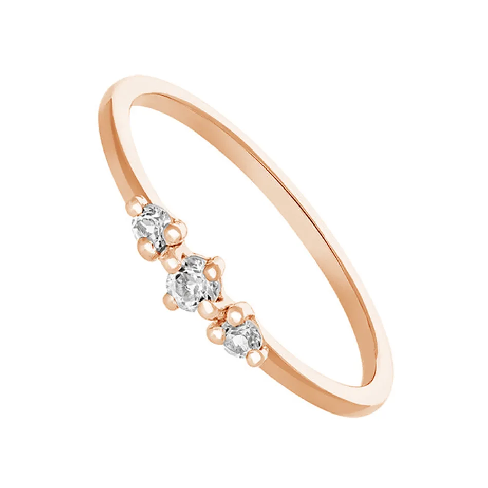 FJ0091 925 Sterling Silver three topaz Ring