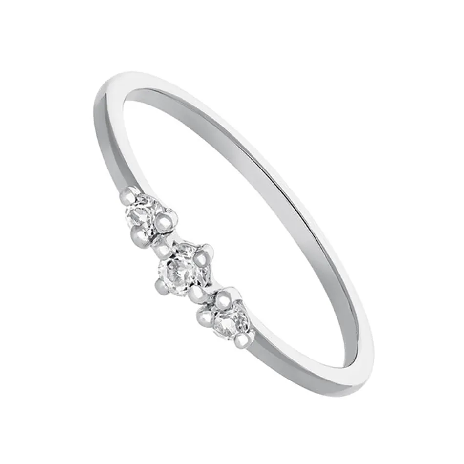 FJ0091 925 Sterling Silver three topaz Ring