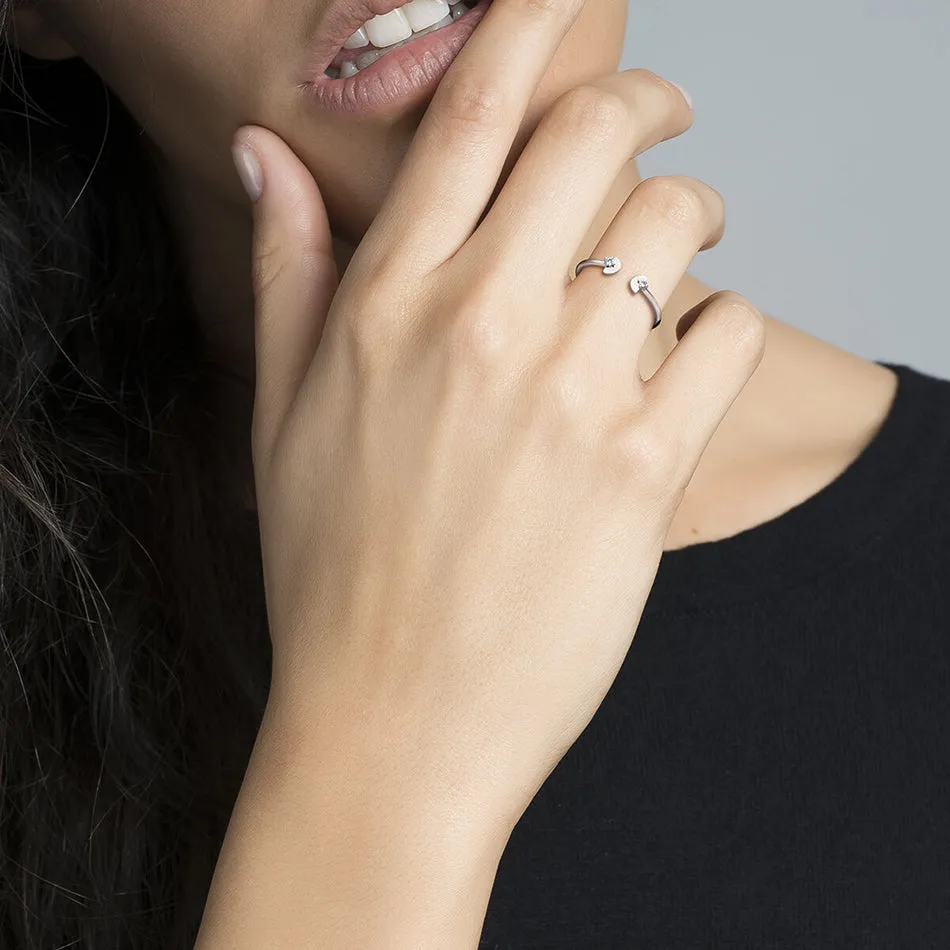 FJ0092 925 Sterling Silver Fan Shape Opening  Ring