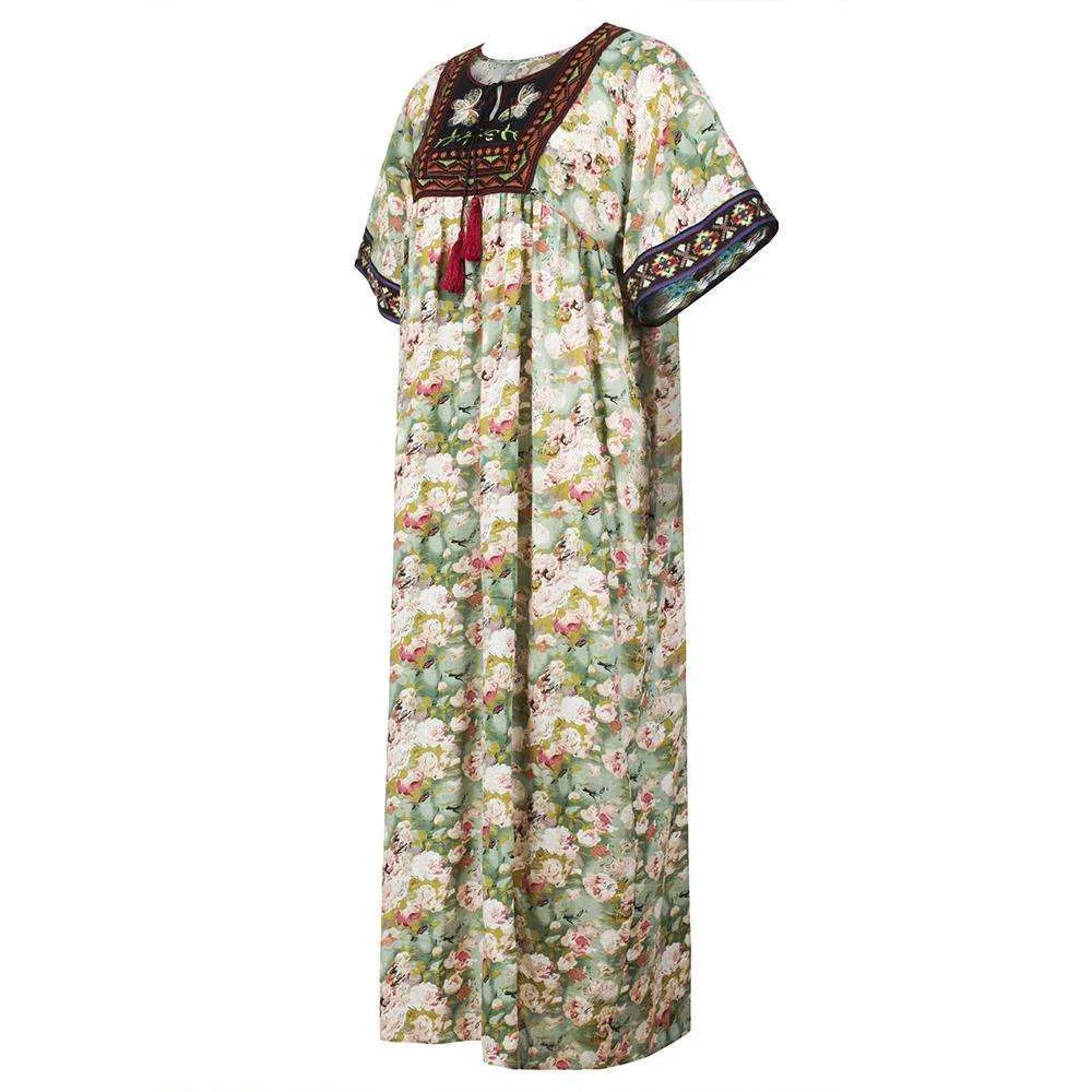 Forest and Floral Tasseled Dress
