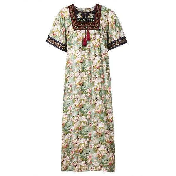 Forest and Floral Tasseled Dress