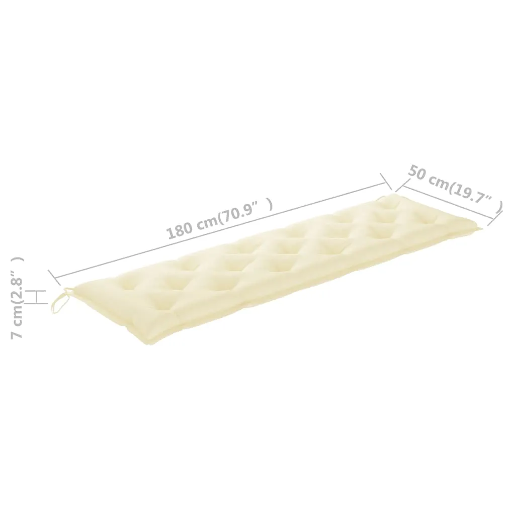 Garden Bench Cushion Cream White 180x50x7 cm Fabric