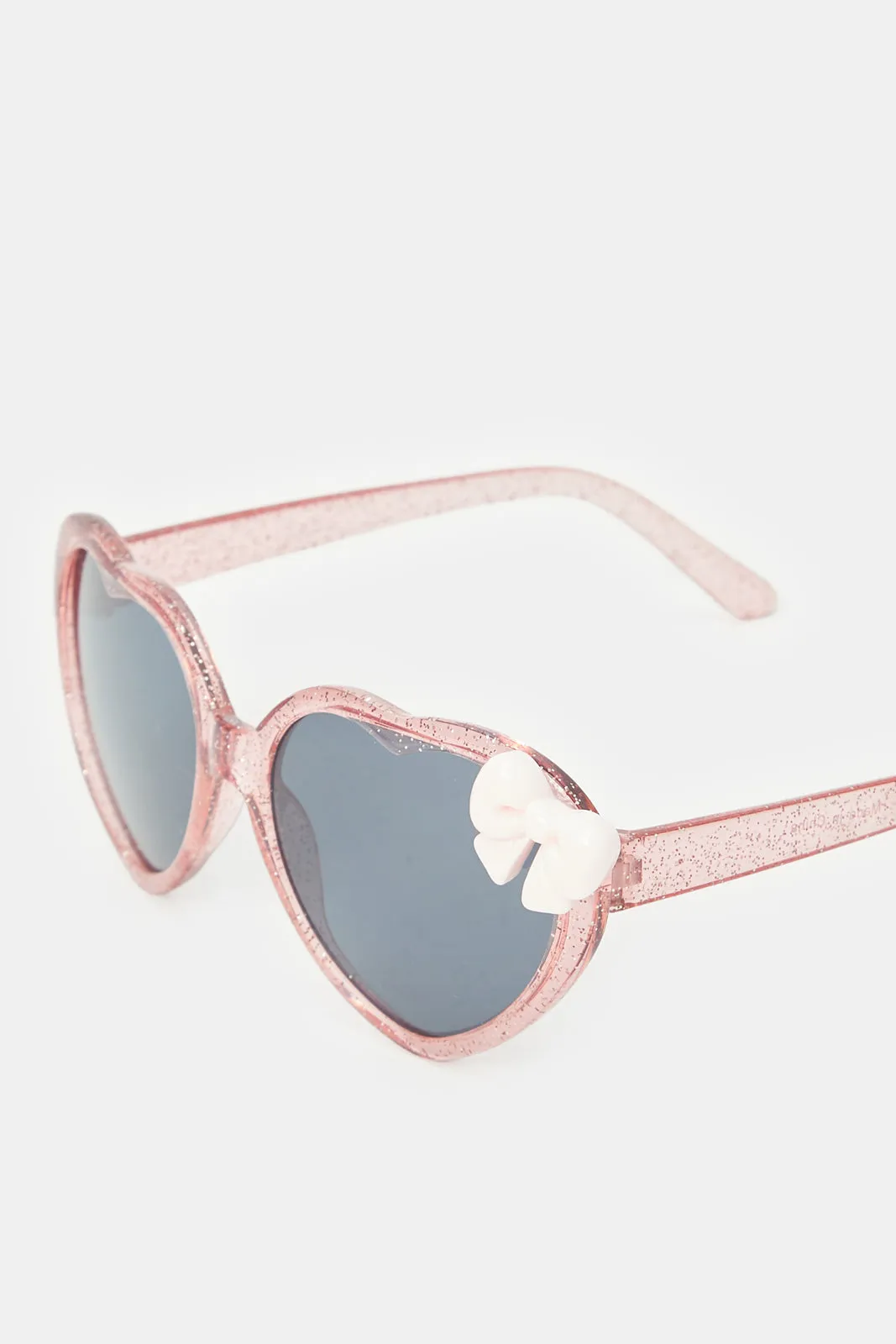 Girls Pink Heart Shaped Bow Embellished Sunglasses