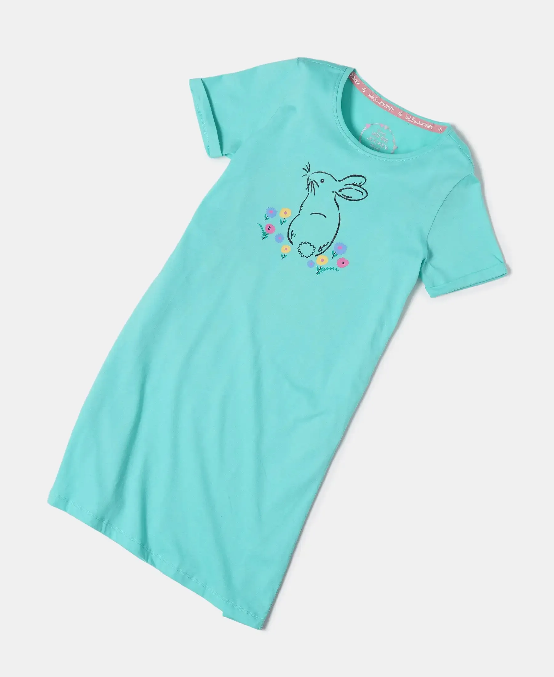 Girl's Super Combed Cotton Graphic Printed Dress - Cockatoo