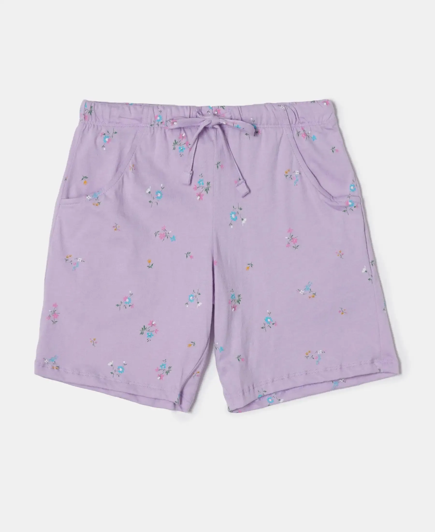 Girl's Super Combed Cotton Short Sleeve T-Shirt and Printed Shorts Set - Lavendula