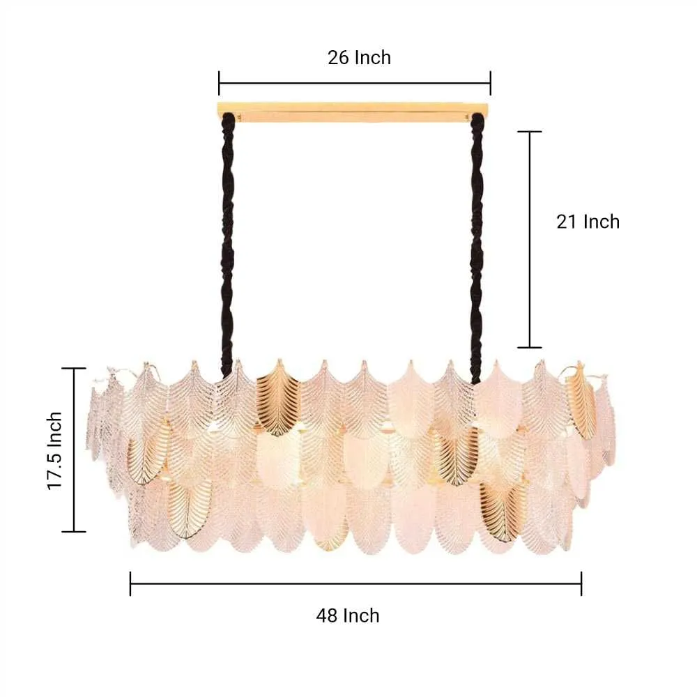 Gratus Luxe White Glass Leaf Oval Chandelier