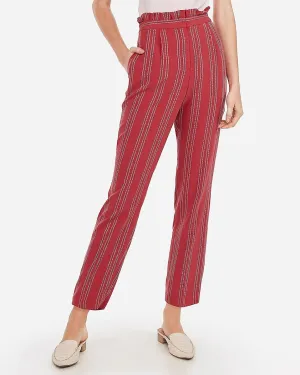High Waisted Striped Ruffle Top Ankle Pant in Stripe