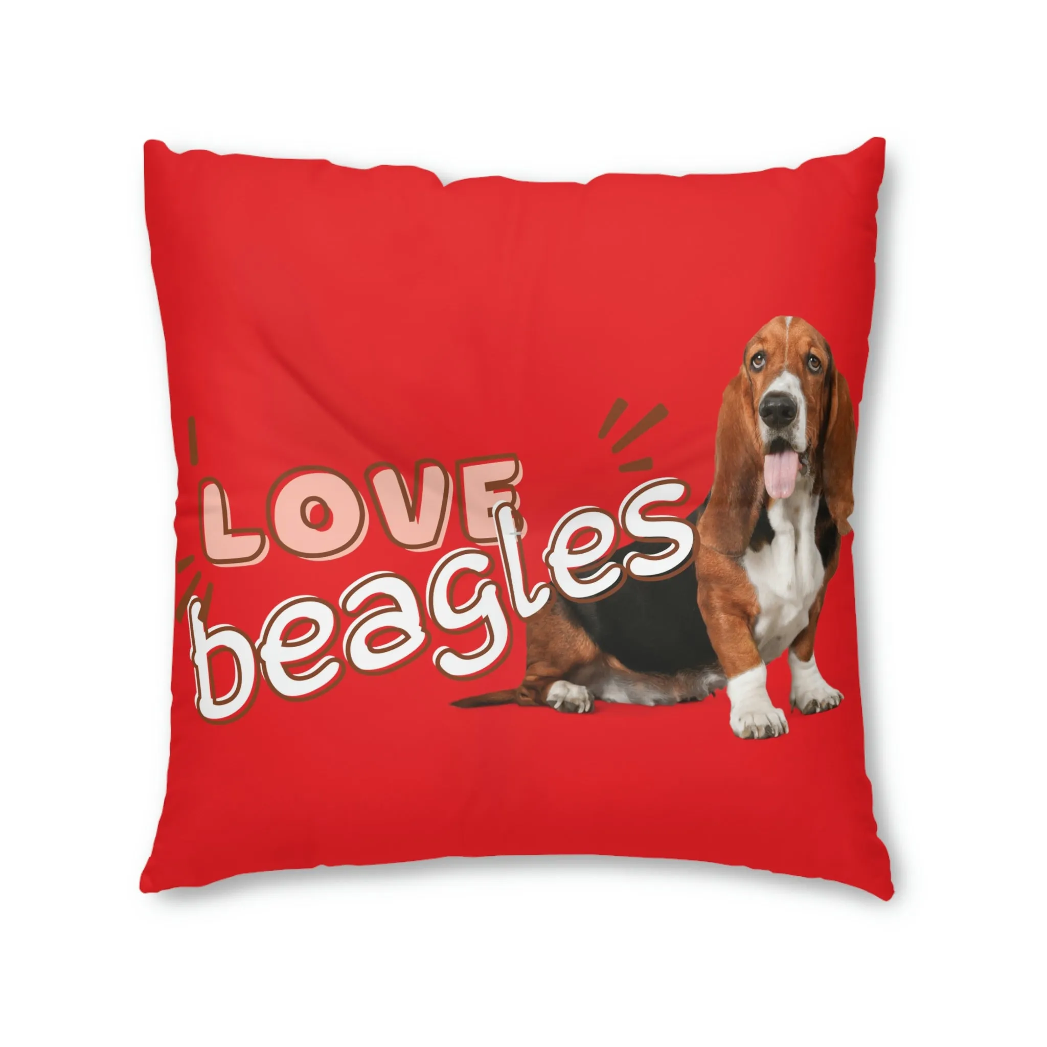I love Beagles Dog POD Tufted Floor Pillow, Square
