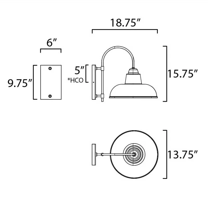 Industrial 16 in. Outdoor Barn Light Black Finish