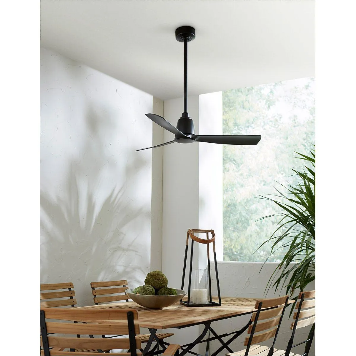 Kute 44 Inch Black Damp Rated Modern Ceiling Fan with Remote