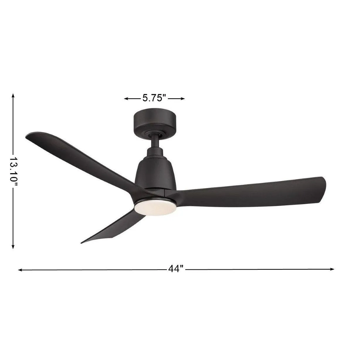 Kute 44 Inch Black Damp Rated Modern Ceiling Fan with Remote