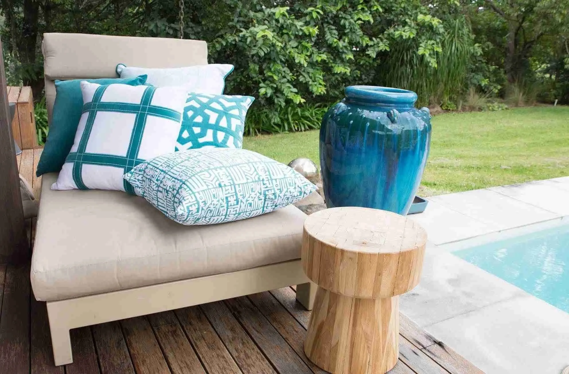 Linen Grid Peacock Lounge Cushion 55x55cm